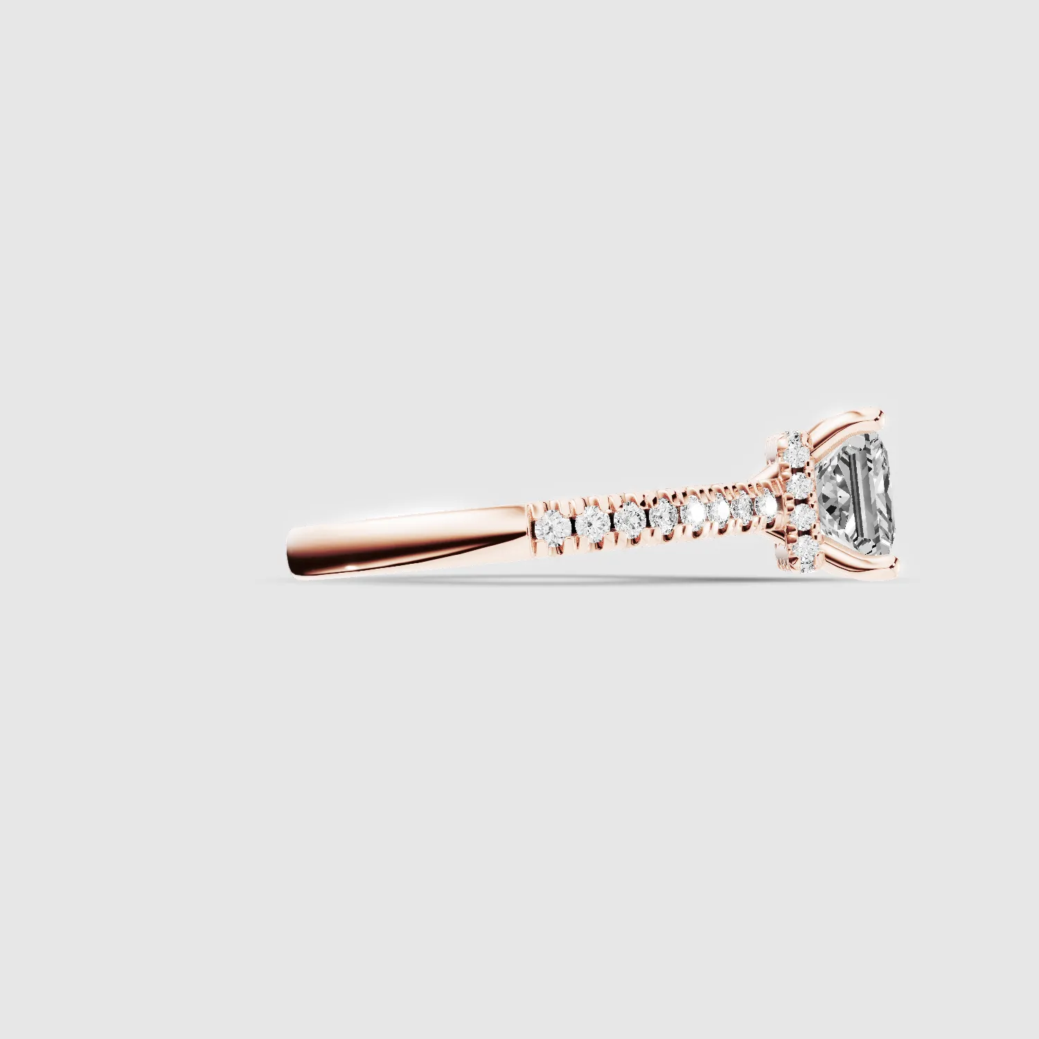 Shadow-Halo French Pave Solitaire Ring-Princess