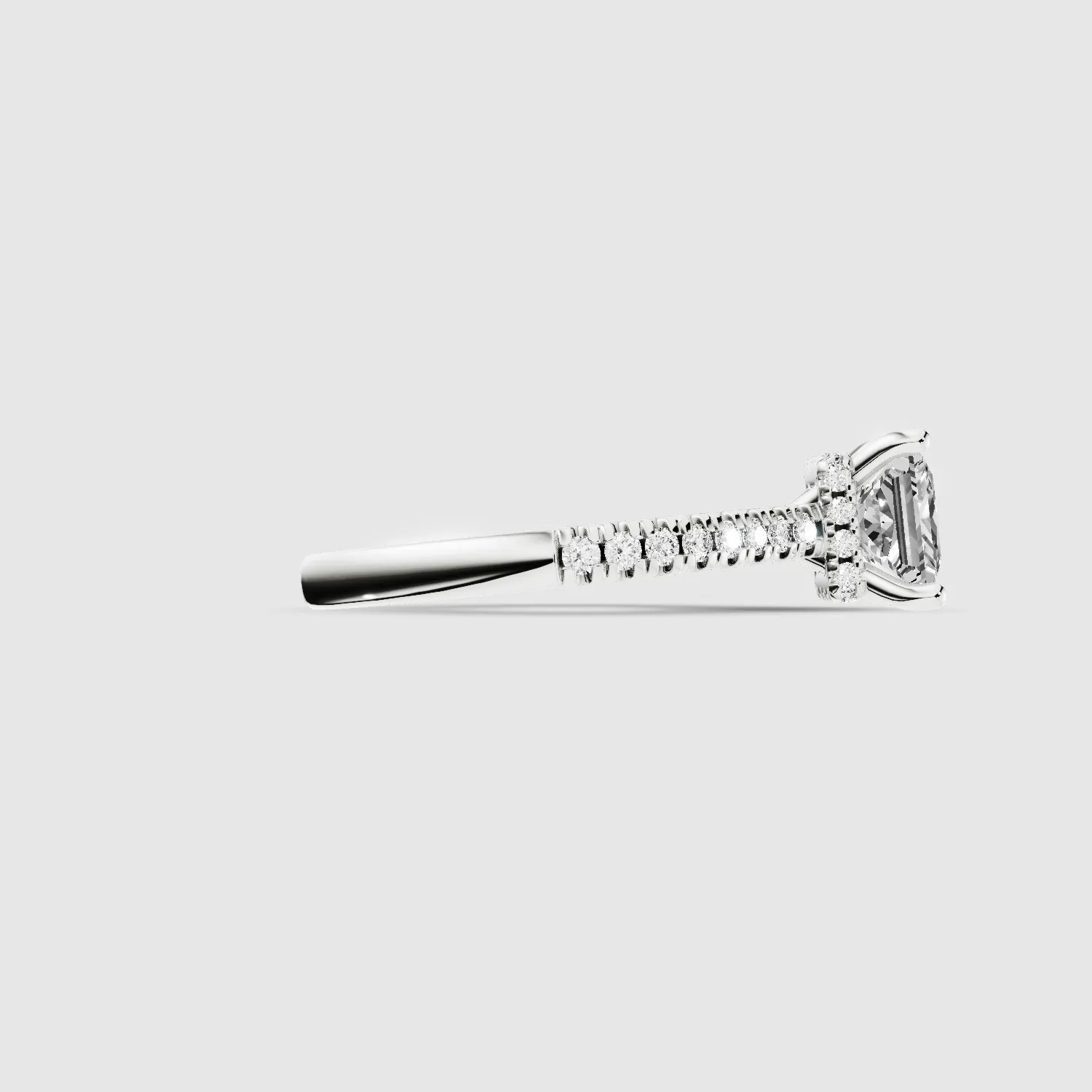 Shadow-Halo French Pave Solitaire Ring-Princess