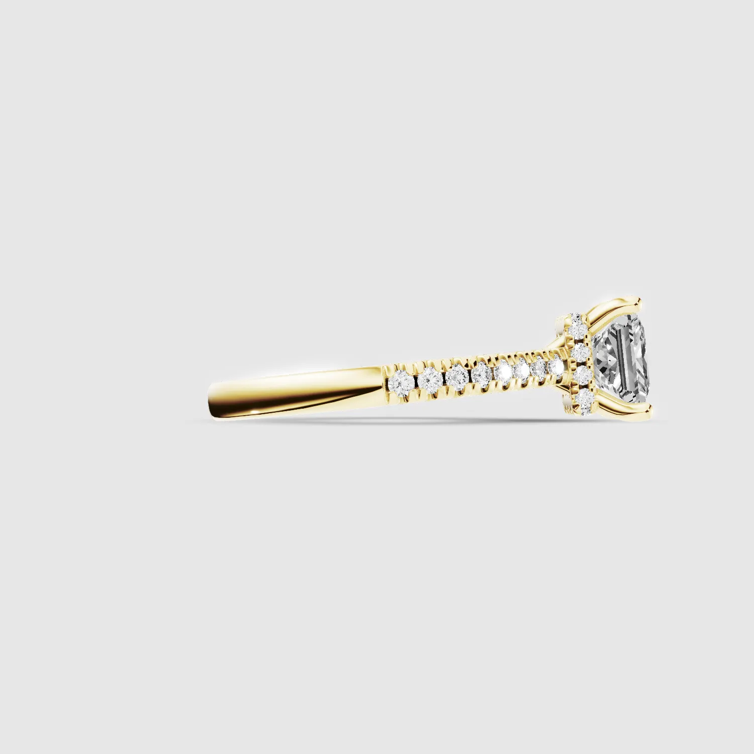 Shadow-Halo French Pave Solitaire Ring-Princess