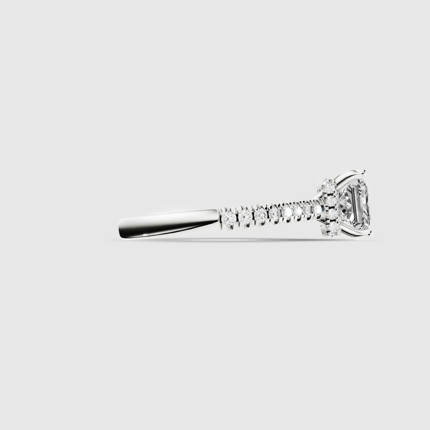 Shadow-Halo French Pave Solitaire Ring-Princess