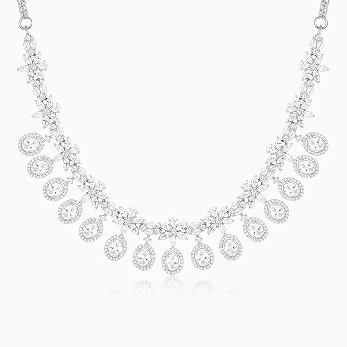 Silver Gleaming Bridal Necklace