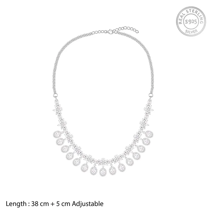 Silver Gleaming Bridal Necklace
