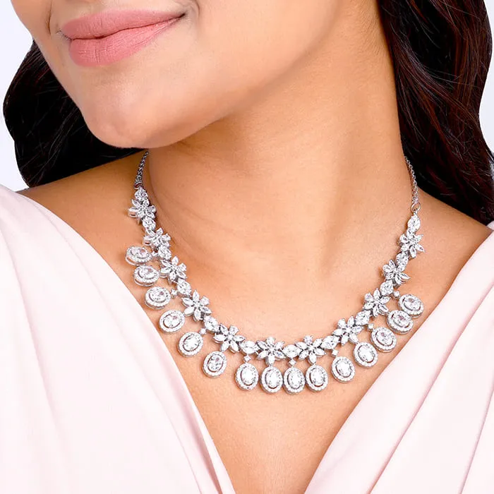 Silver Gleaming Bridal Necklace