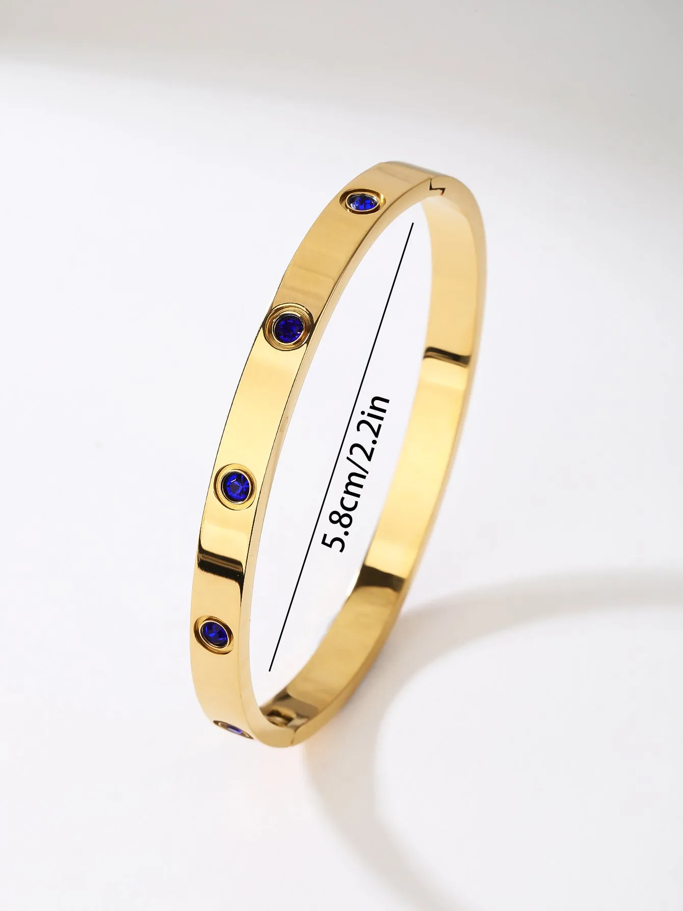 Simple Premium Blue Rhinestone Stainless steel 18k Gold Women's Bracelet