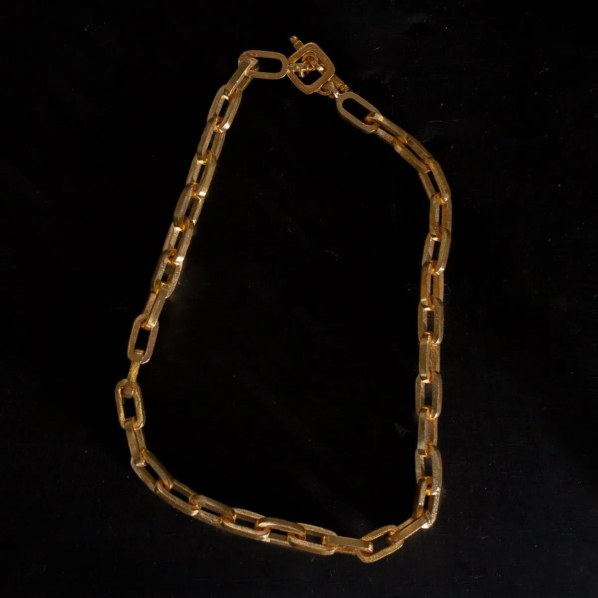 SMALL RECTANGULAR CHAIN NECKLACE | 24K GOLD PLATED
