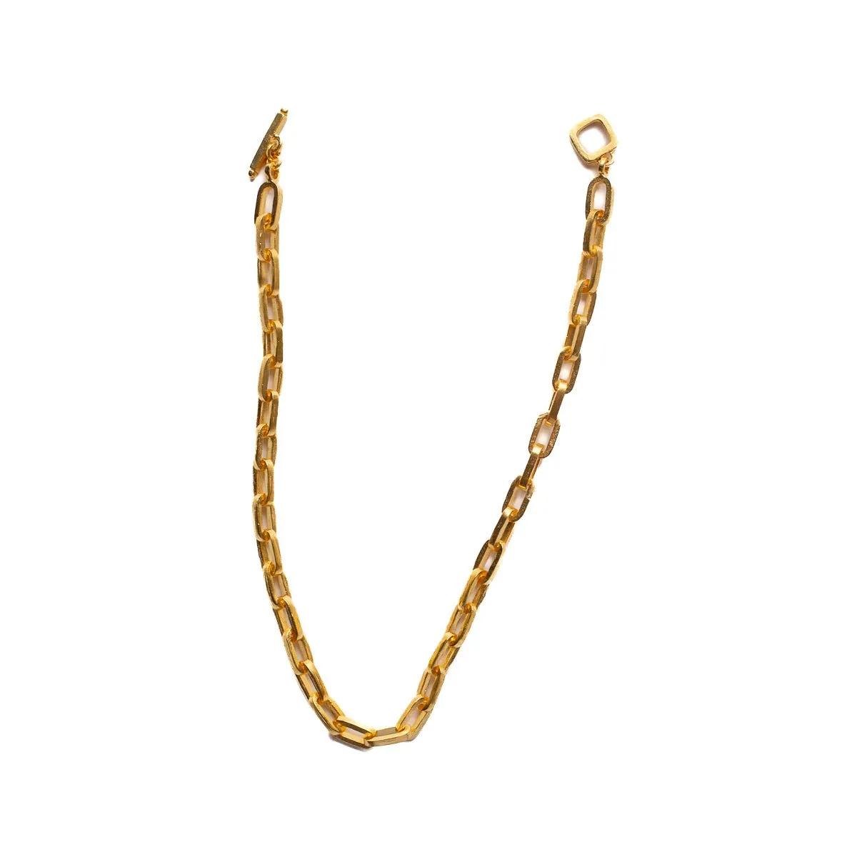 SMALL RECTANGULAR CHAIN NECKLACE | 24K GOLD PLATED