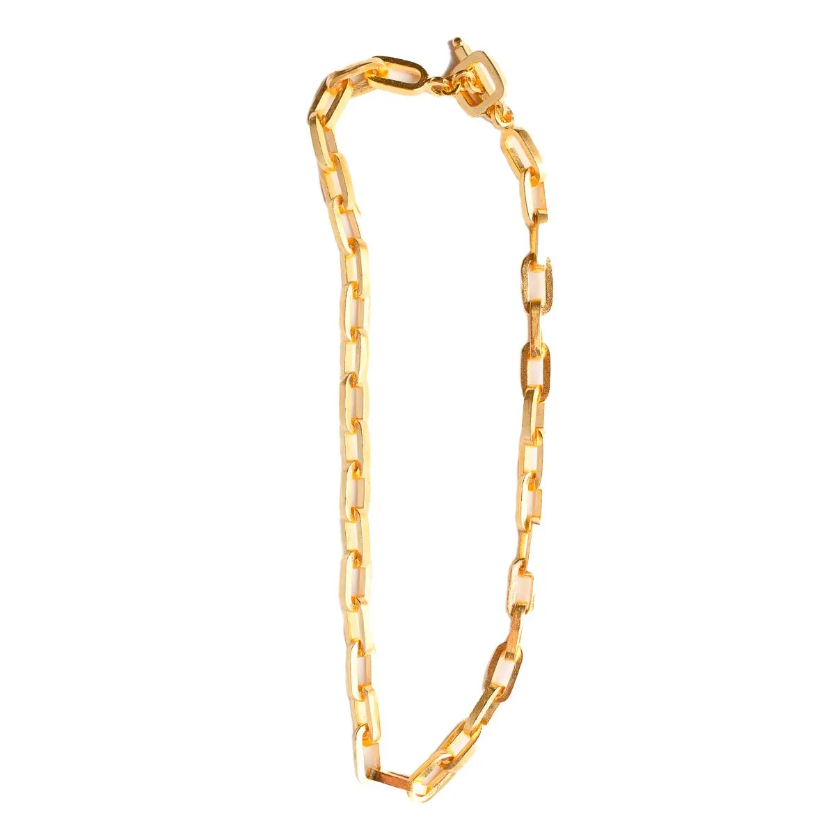 SMALL RECTANGULAR CHAIN NECKLACE | 24K GOLD PLATED