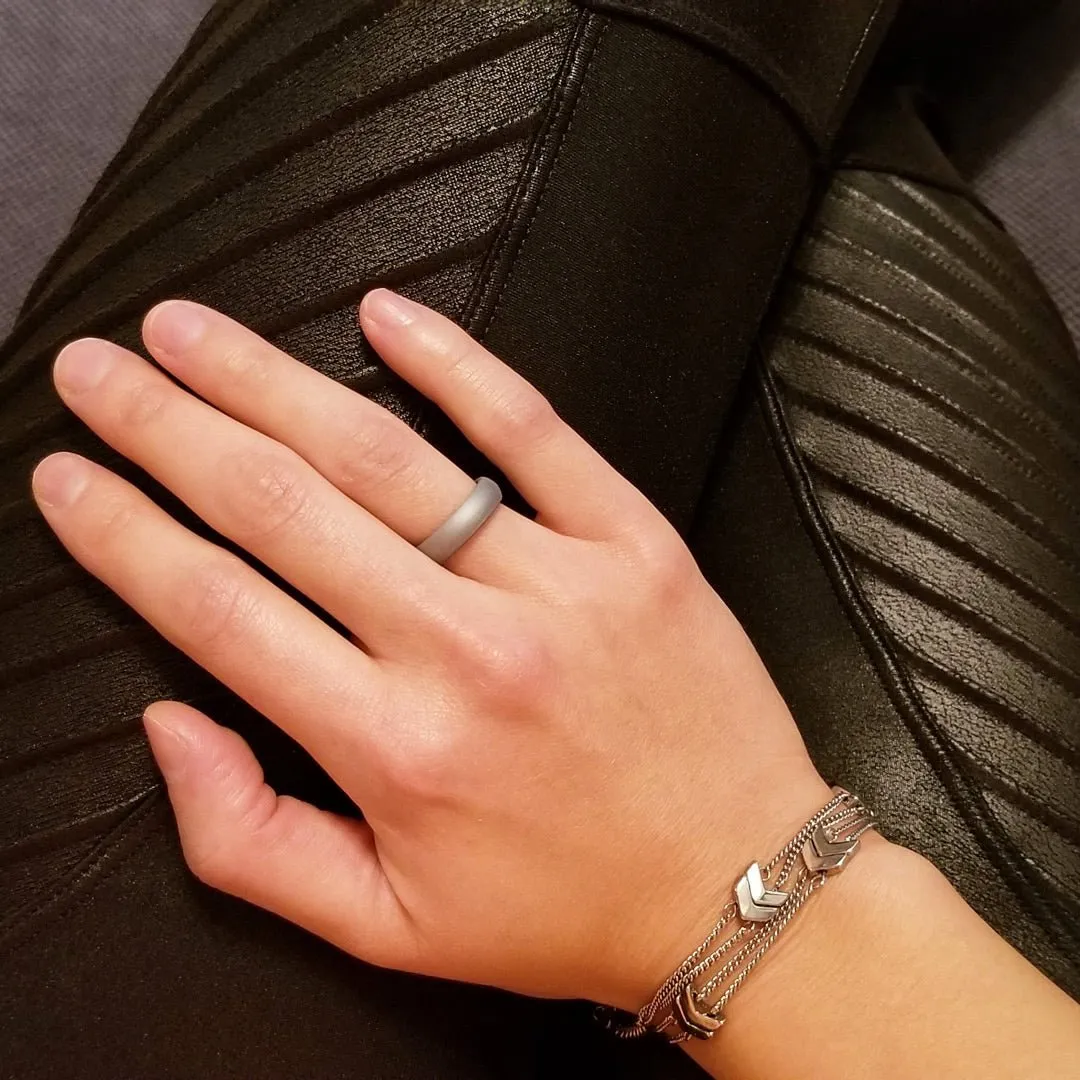 Smooth Silver Breathable Silicone Ring For Men and Women