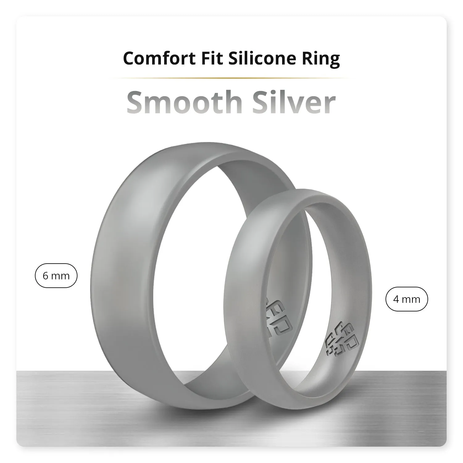 Smooth Silver Breathable Silicone Ring For Men and Women