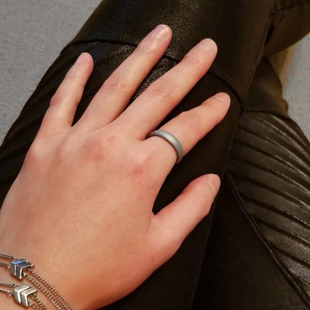 Smooth Silver Breathable Silicone Ring For Men and Women