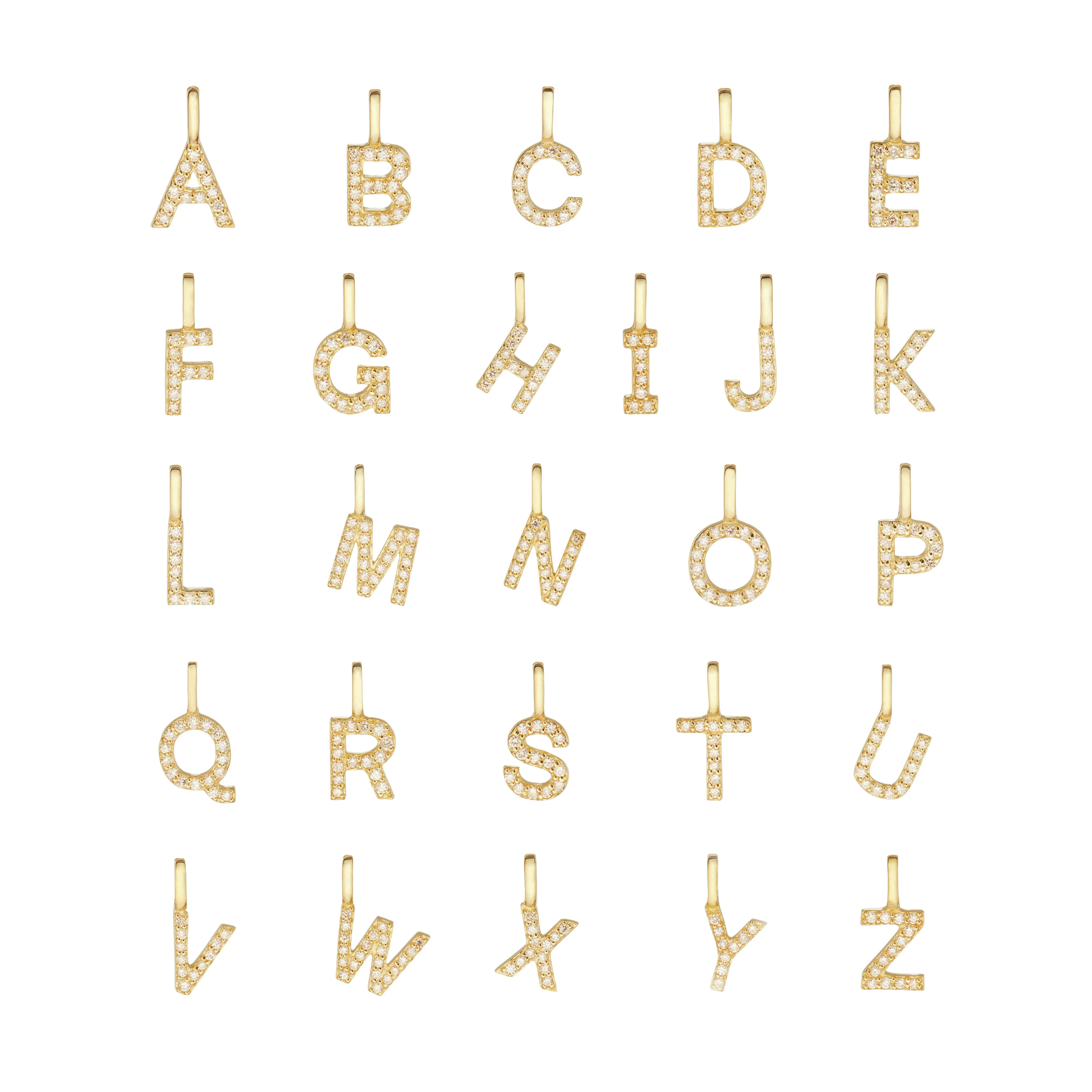 Solid Gold Genuine Diamond Initial Letter Necklace