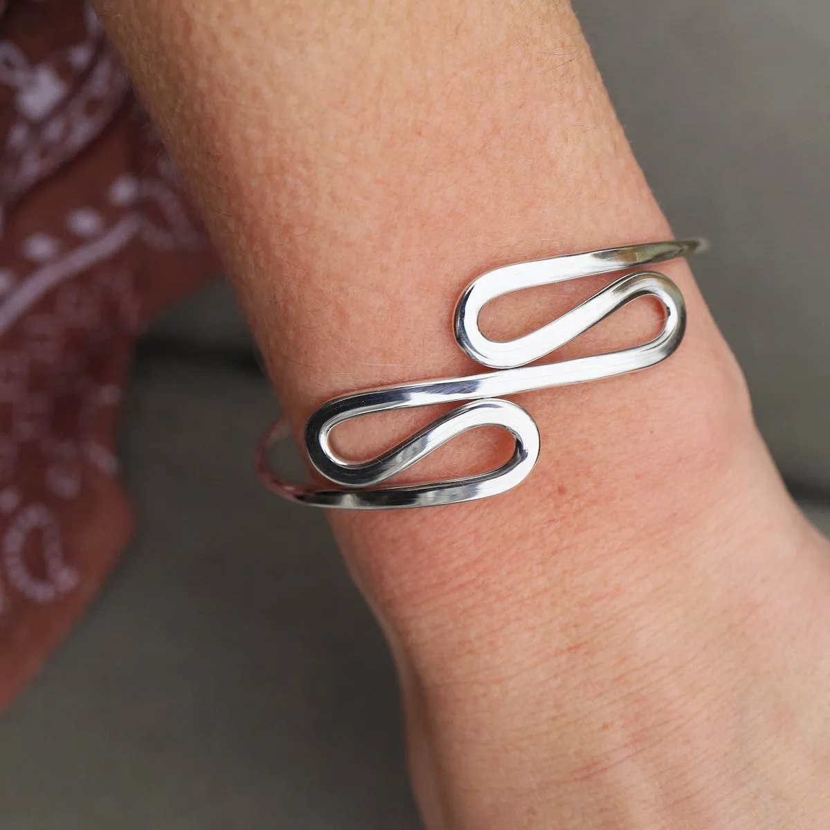 Sterling Silver Cuff with Flow Waves
