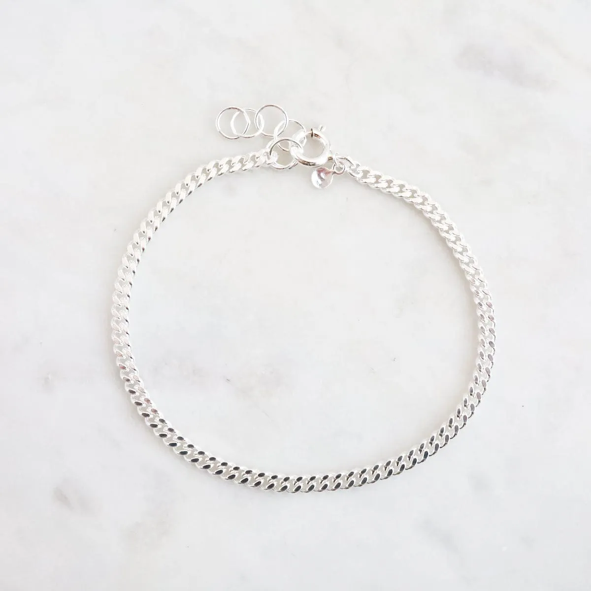 Sterling Silver Cut Curb Chain Bracelet