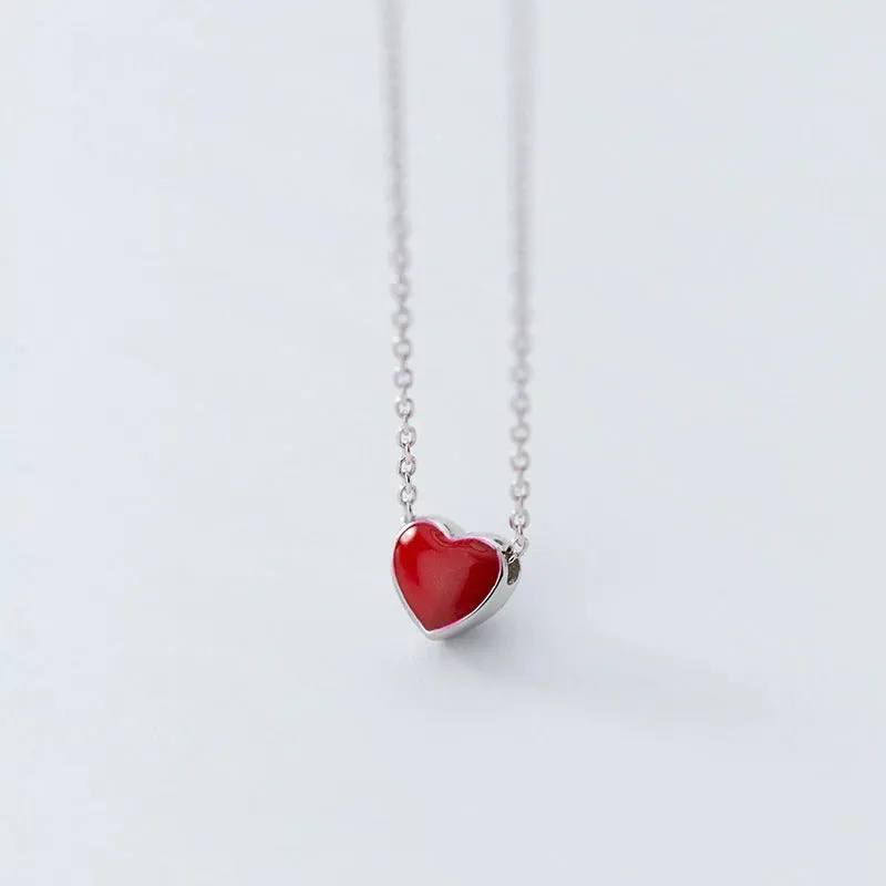 Sweet and Romantic Mini Enamel Love Heart Pendant Necklaces