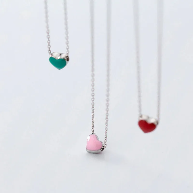 Sweet and Romantic Mini Enamel Love Heart Pendant Necklaces