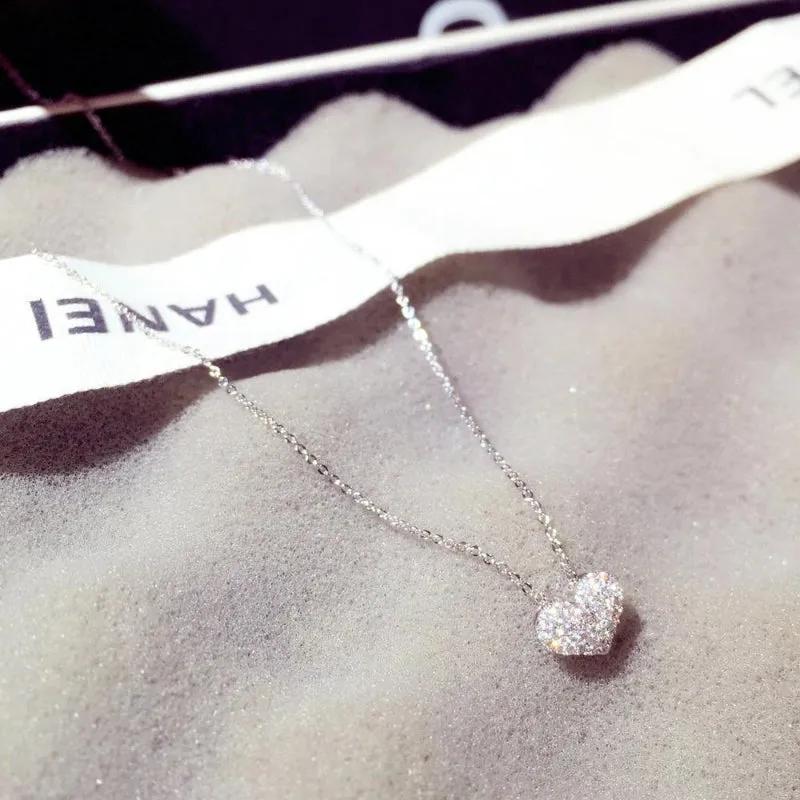 Sweet Mini Sparkling Zircon Love Heart Pendant Necklaces