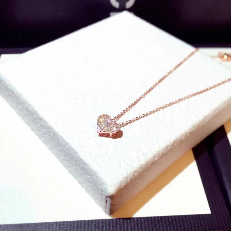 Sweet Mini Sparkling Zircon Love Heart Pendant Necklaces