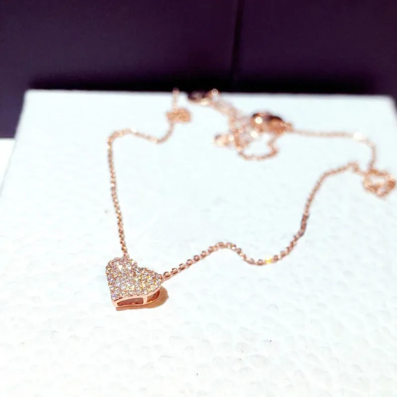 Sweet Mini Sparkling Zircon Love Heart Pendant Necklaces