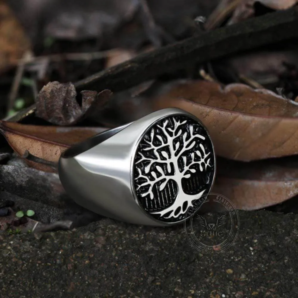Tree Of Life Stainless Steel Viking Ring