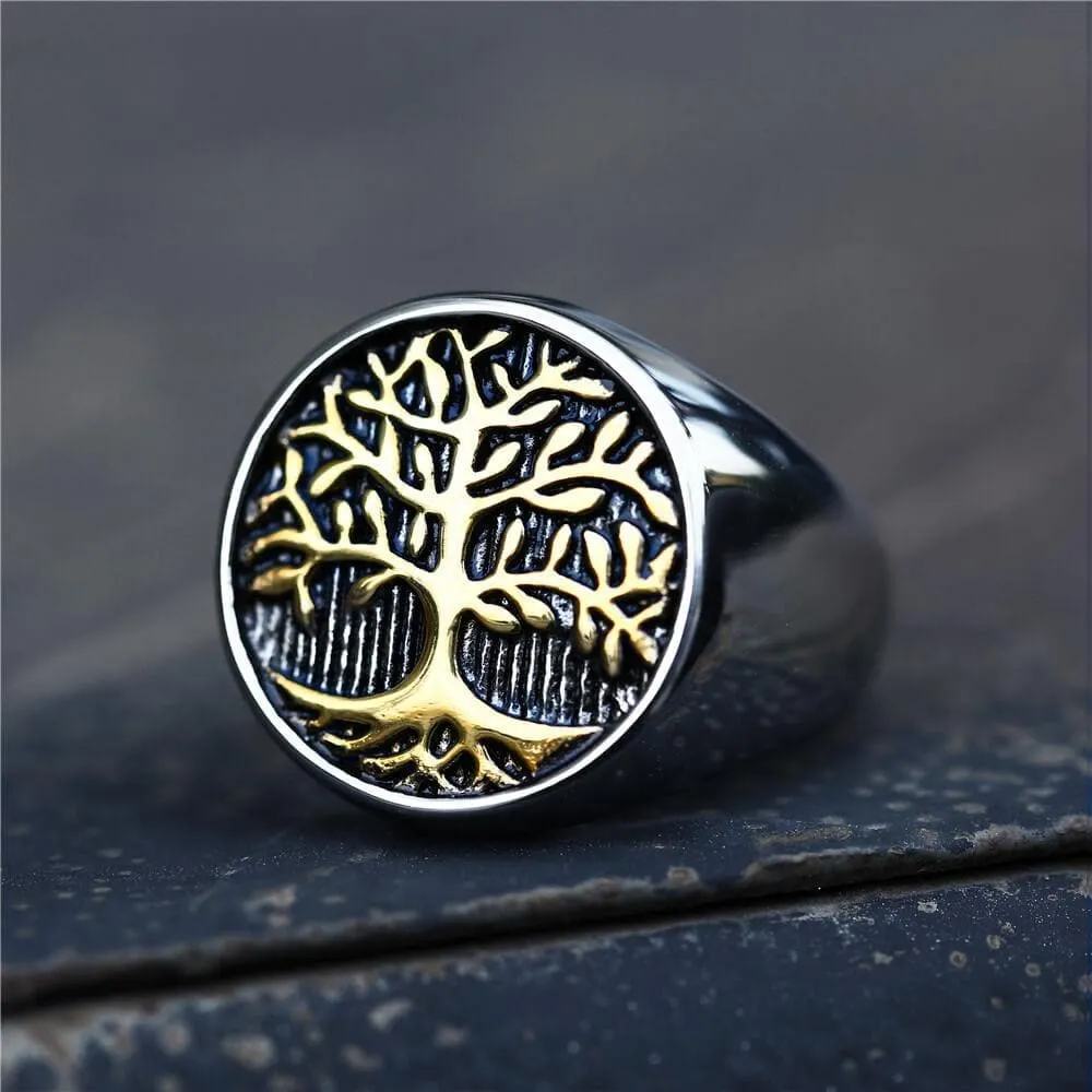 Tree Of Life Stainless Steel Viking Ring