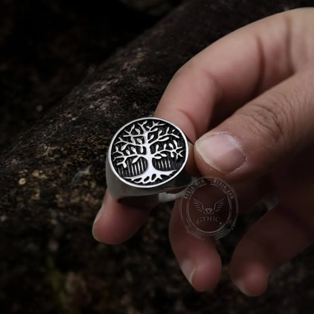 Tree Of Life Stainless Steel Viking Ring