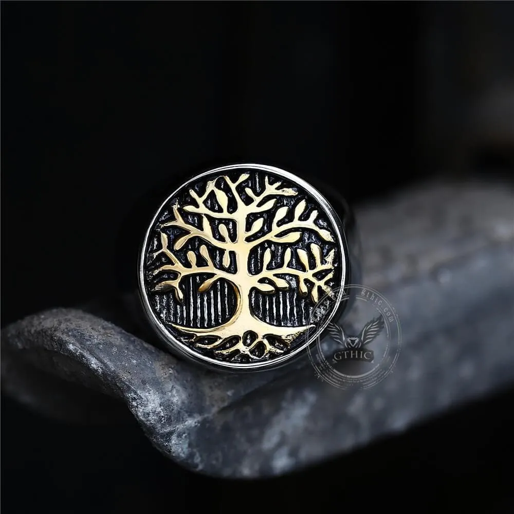 Tree Of Life Stainless Steel Viking Ring