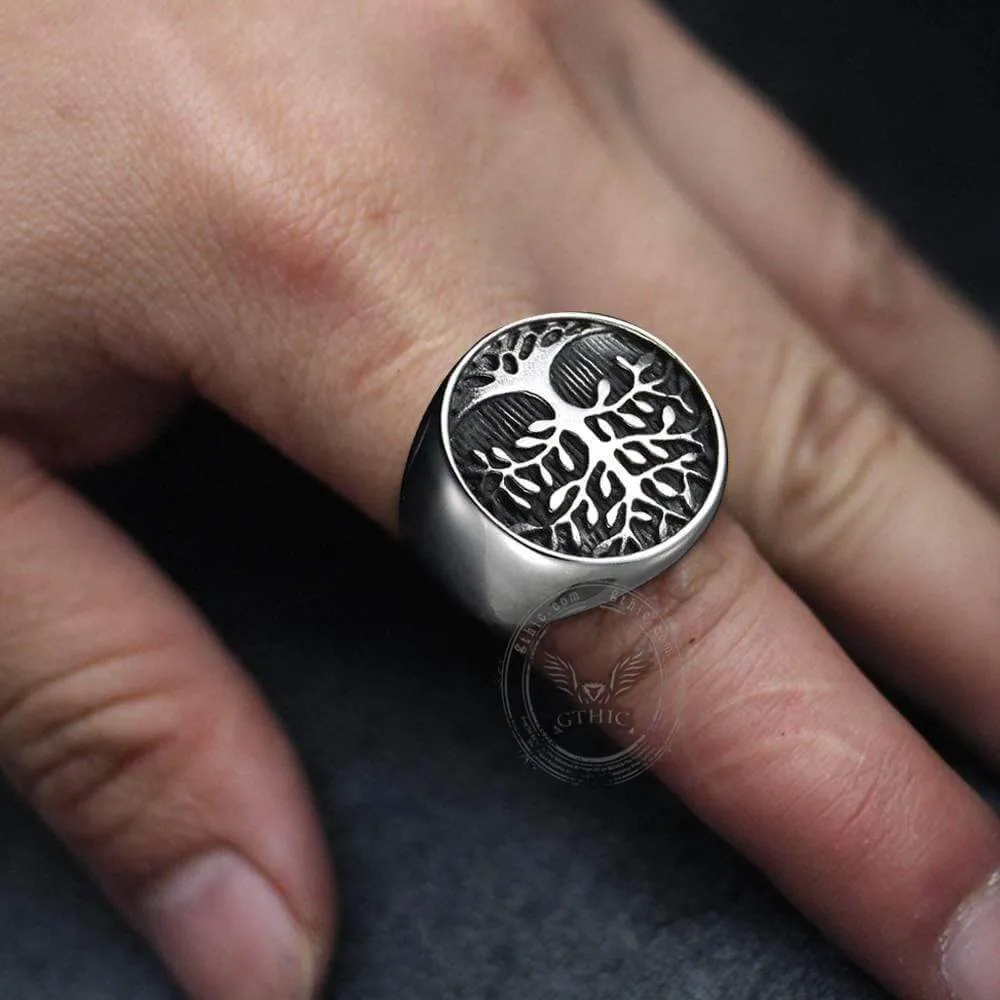 Tree Of Life Stainless Steel Viking Ring