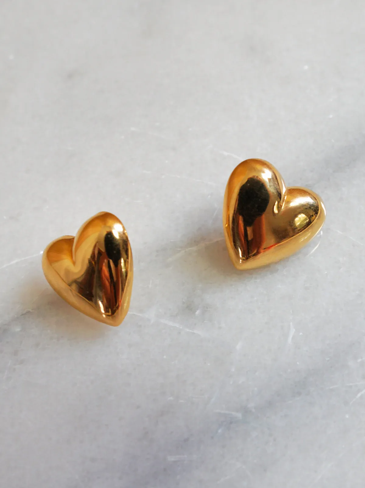 Vintage Golden Heart Puff Earrings