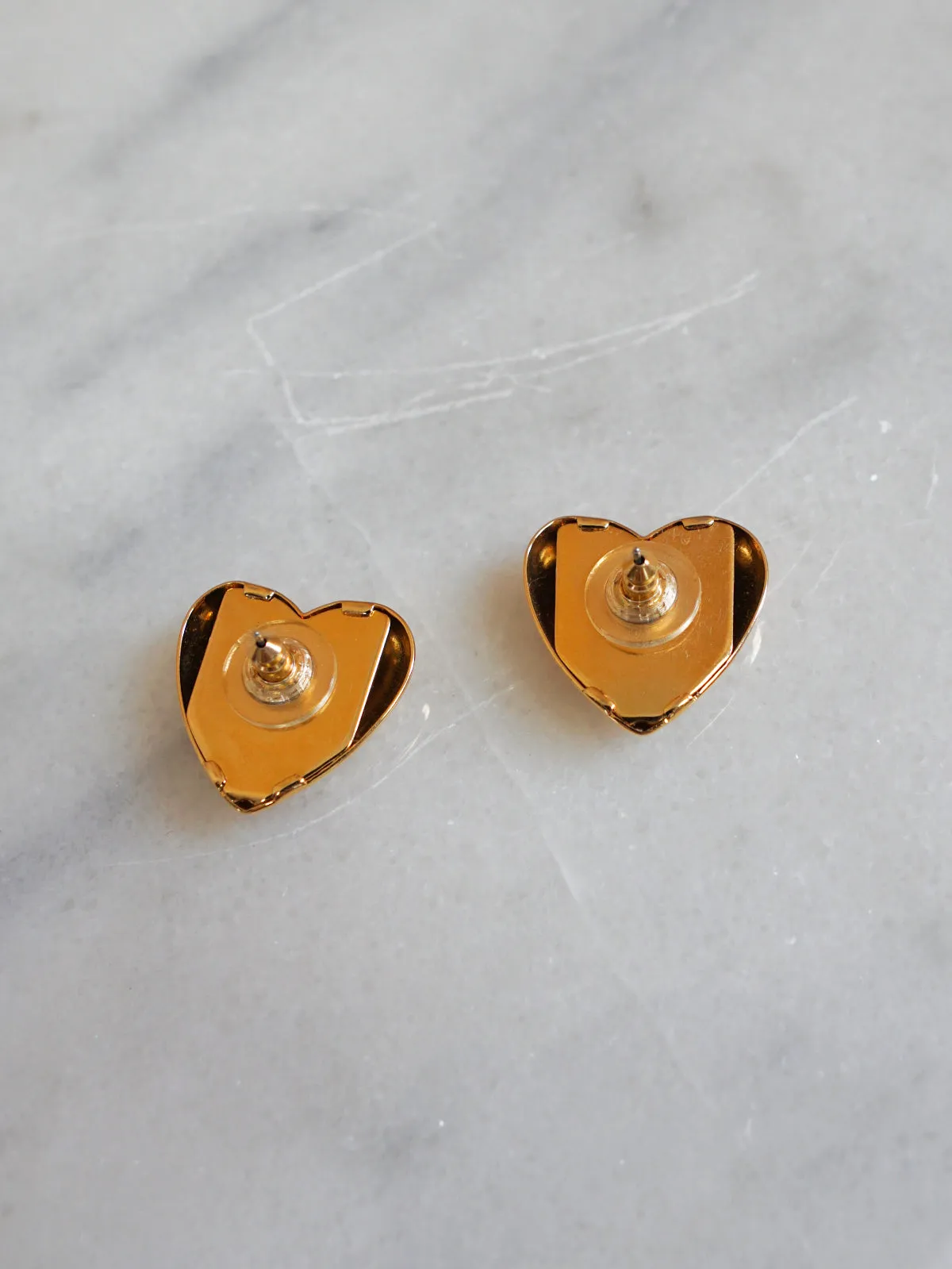 Vintage Golden Heart Puff Earrings