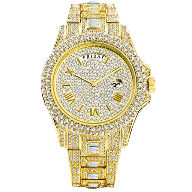 Waterproof Luxury Diamond Quartz Wristwatch  For Men