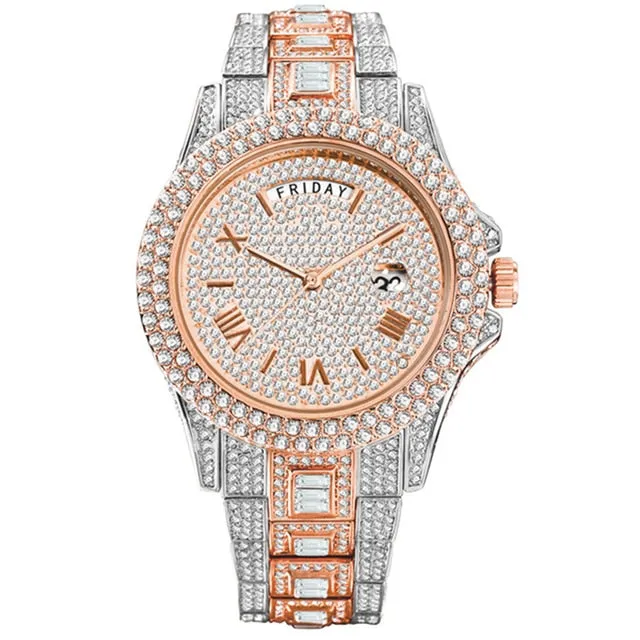 Waterproof Luxury Diamond Quartz Wristwatch  For Men