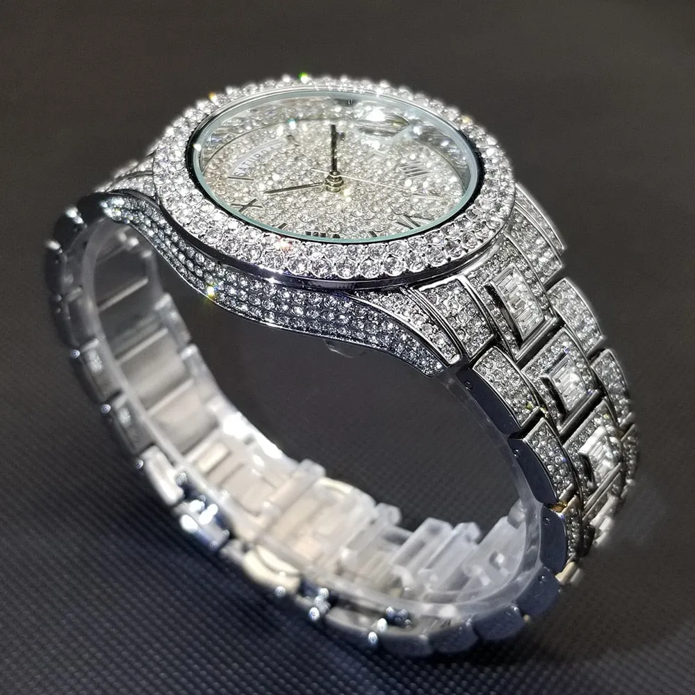Waterproof Luxury Diamond Quartz Wristwatch  For Men
