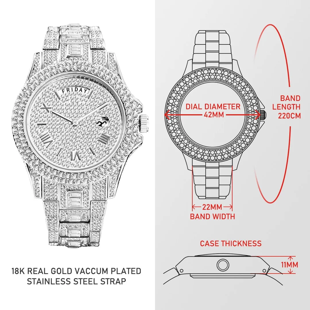 Waterproof Luxury Diamond Quartz Wristwatch  For Men