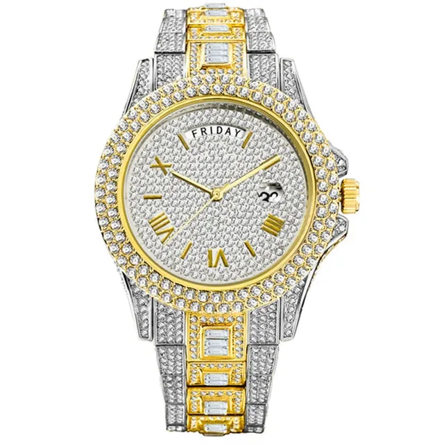Waterproof Luxury Diamond Quartz Wristwatch  For Men