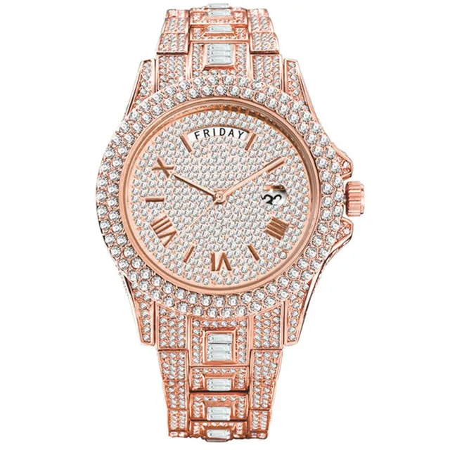 Waterproof Luxury Diamond Quartz Wristwatch  For Men