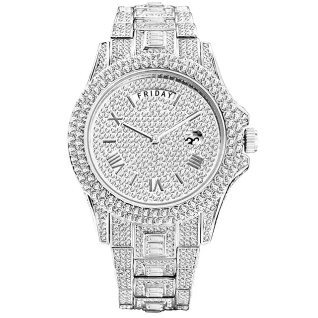 Waterproof Luxury Diamond Quartz Wristwatch  For Men