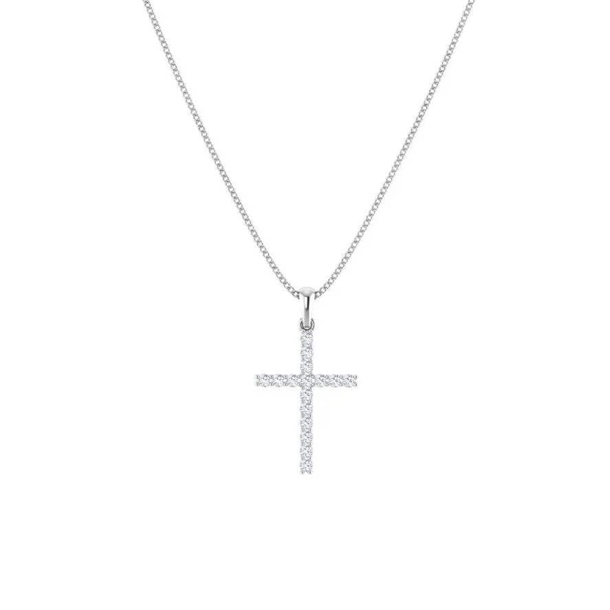 White Gold Diamond Cross Necklace