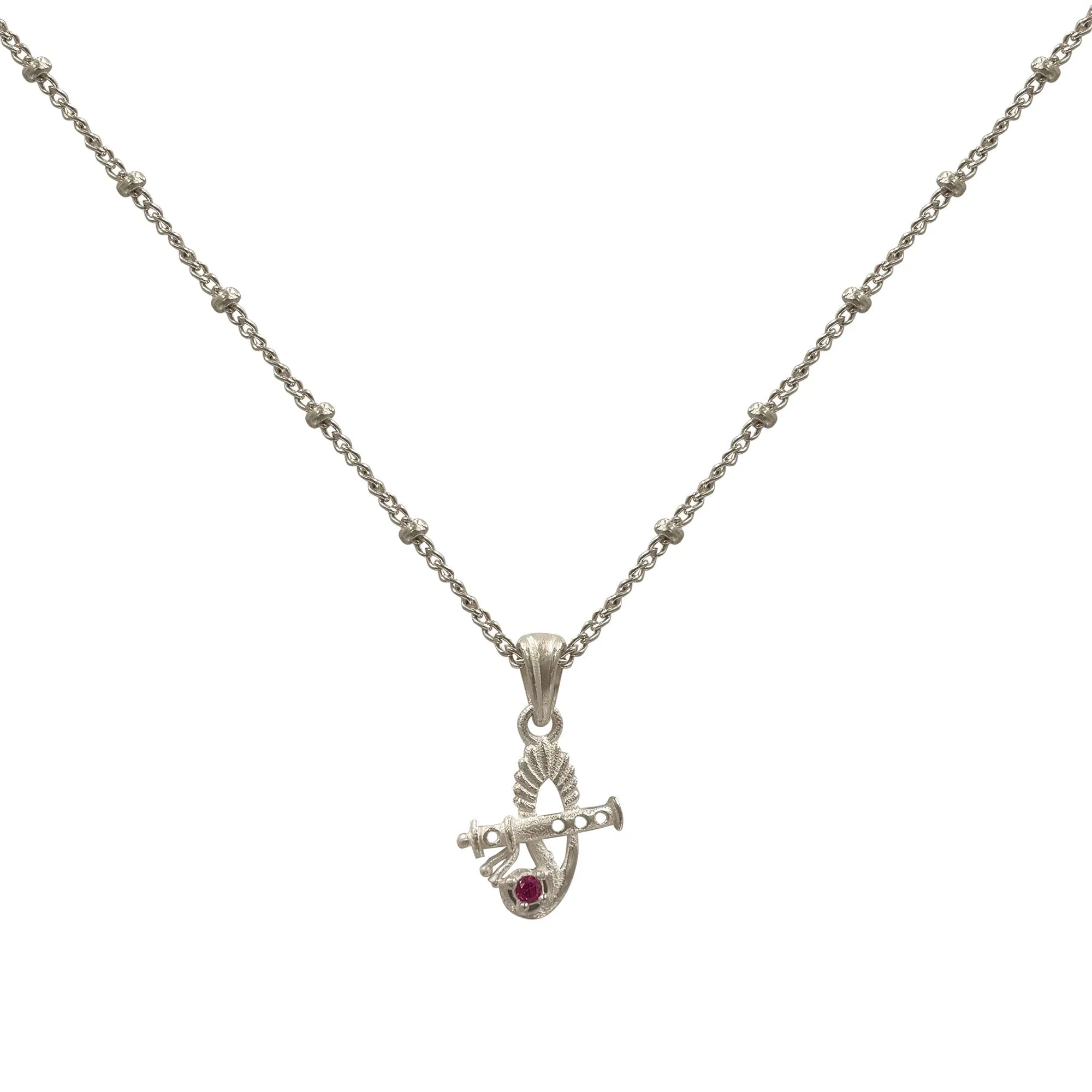 Women Silver Krishna Flute Necklace