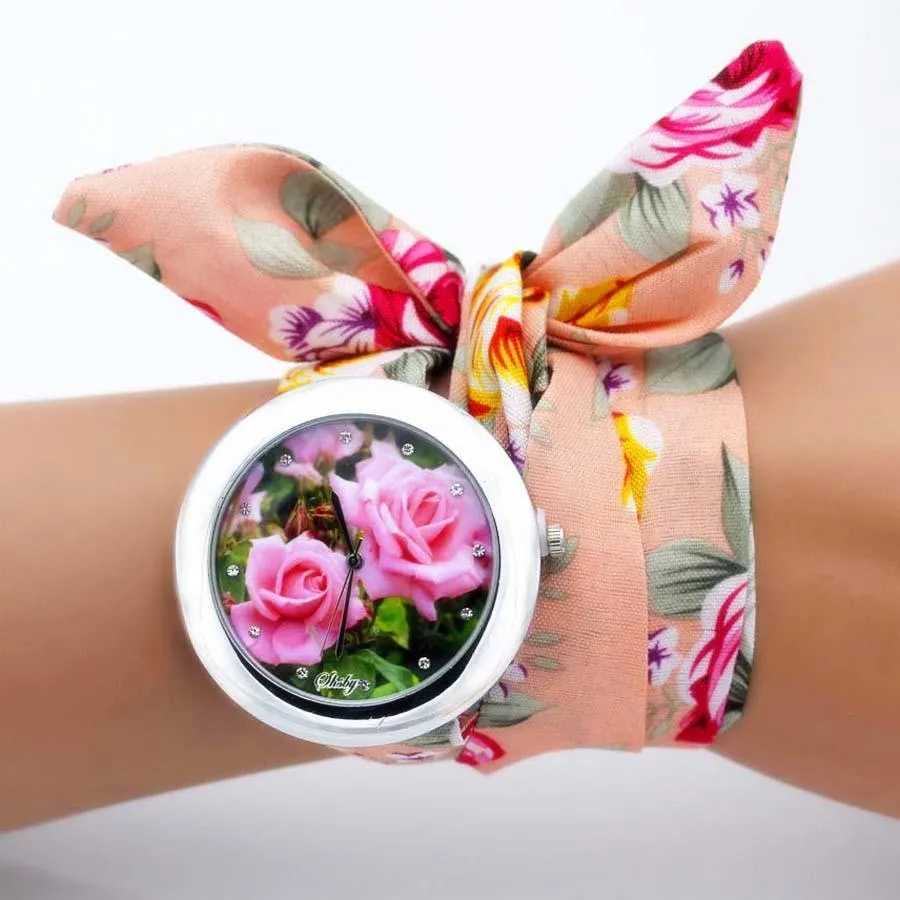 Women Unique New Design Floral Fabric Wrist Watches