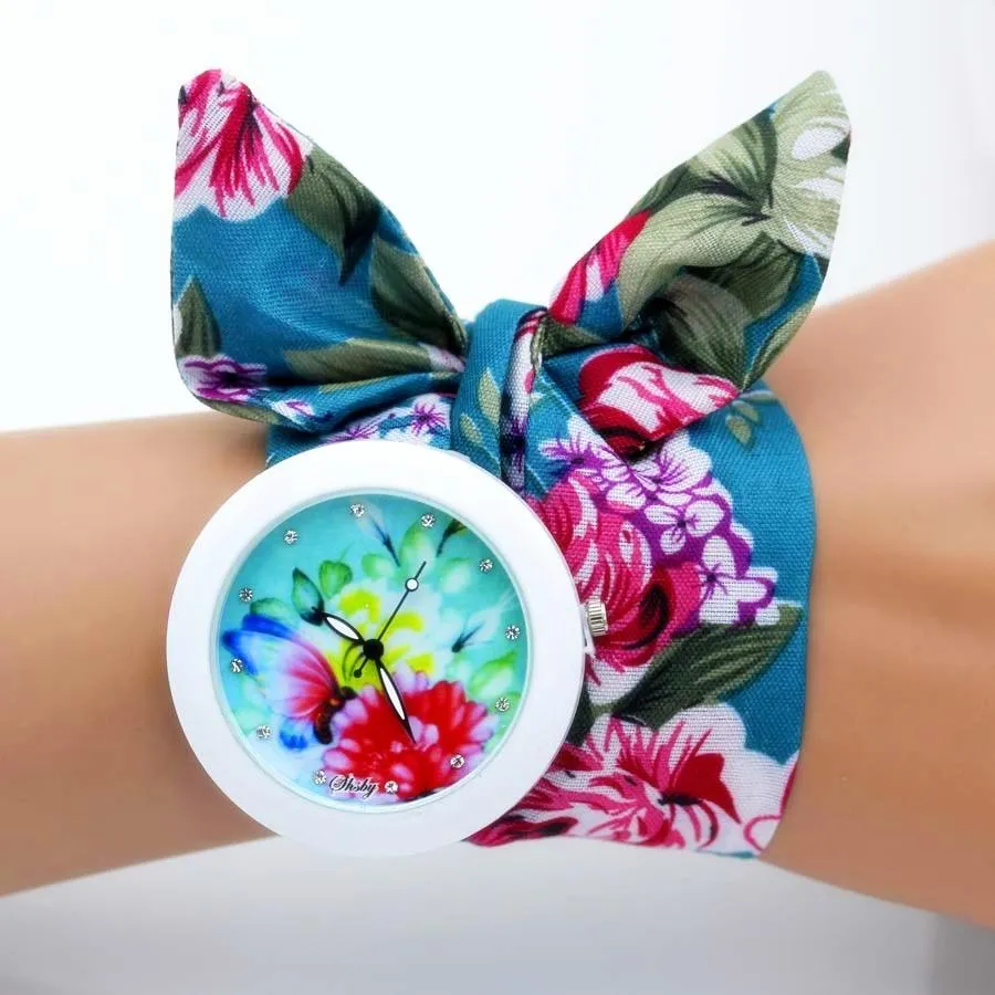 Women Unique New Design Floral Fabric Wrist Watches