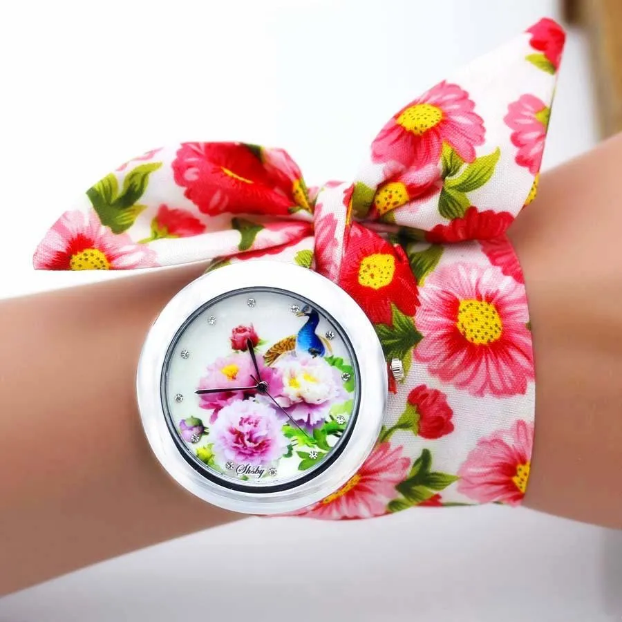 Women Unique New Design Floral Fabric Wrist Watches