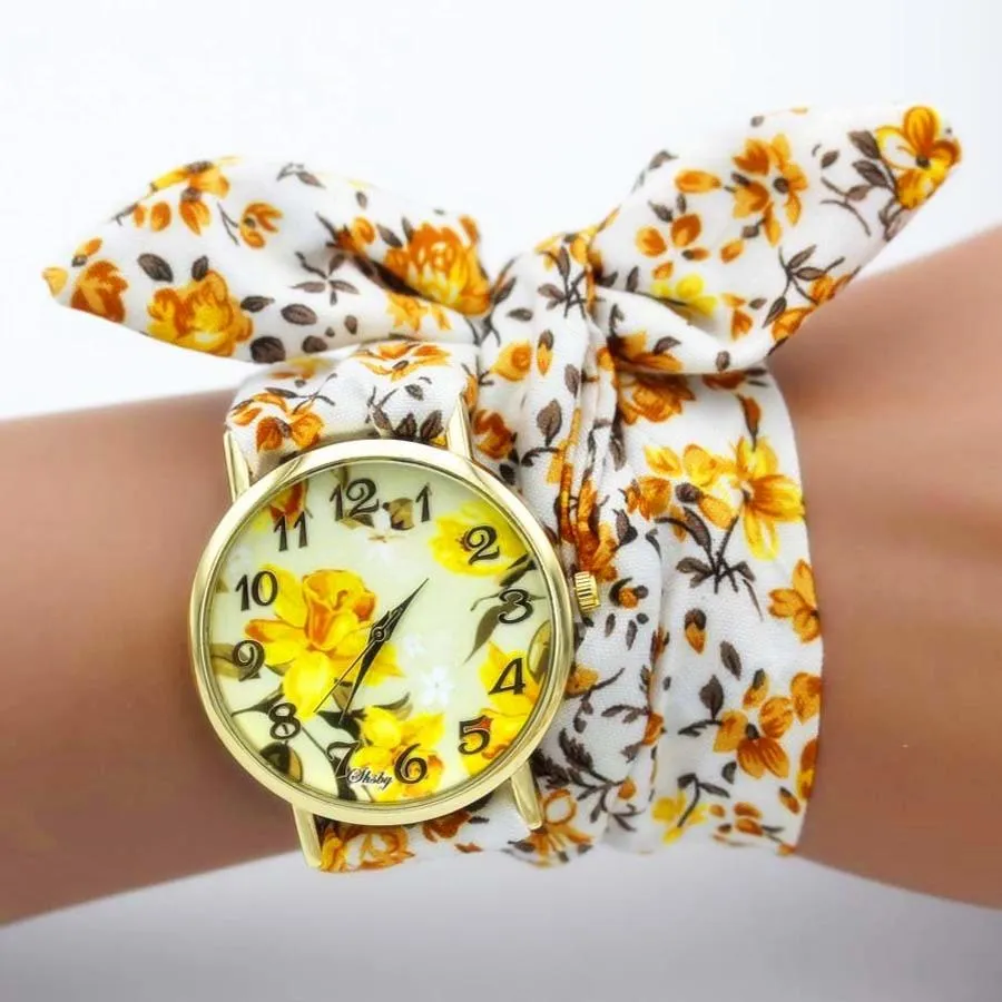Women Unique New Design Floral Fabric Wrist Watches