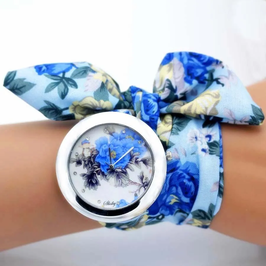 Women Unique New Design Floral Fabric Wrist Watches