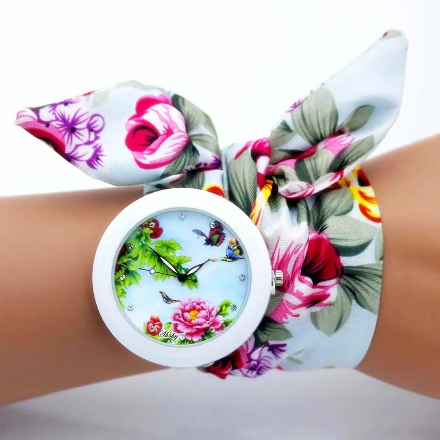 Women Unique New Design Floral Fabric Wrist Watches