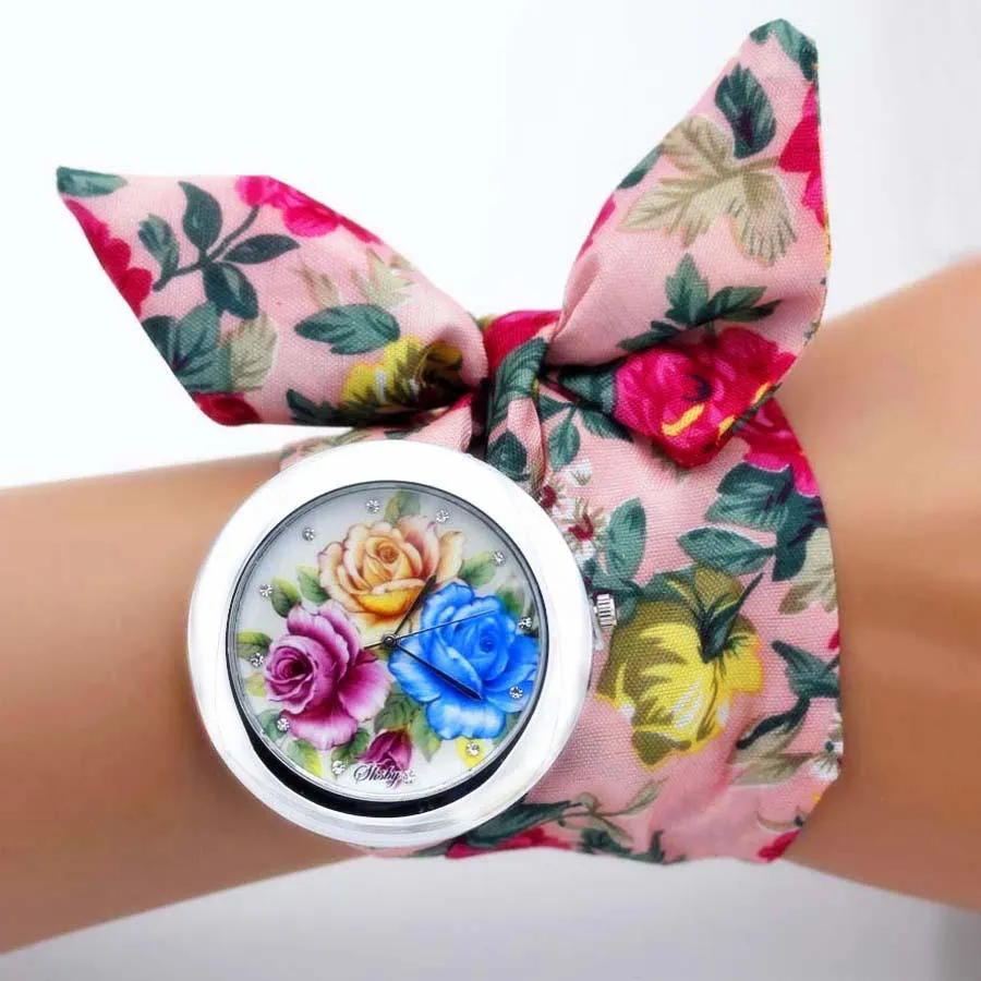 Women Unique New Design Floral Fabric Wrist Watches