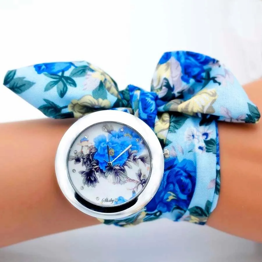 Women Unique New Design Floral Fabric Wrist Watches