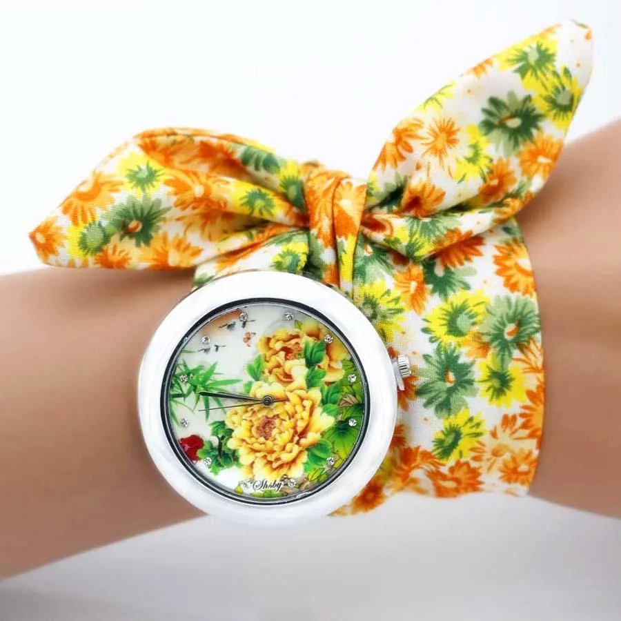 Women Unique New Design Floral Fabric Wrist Watches