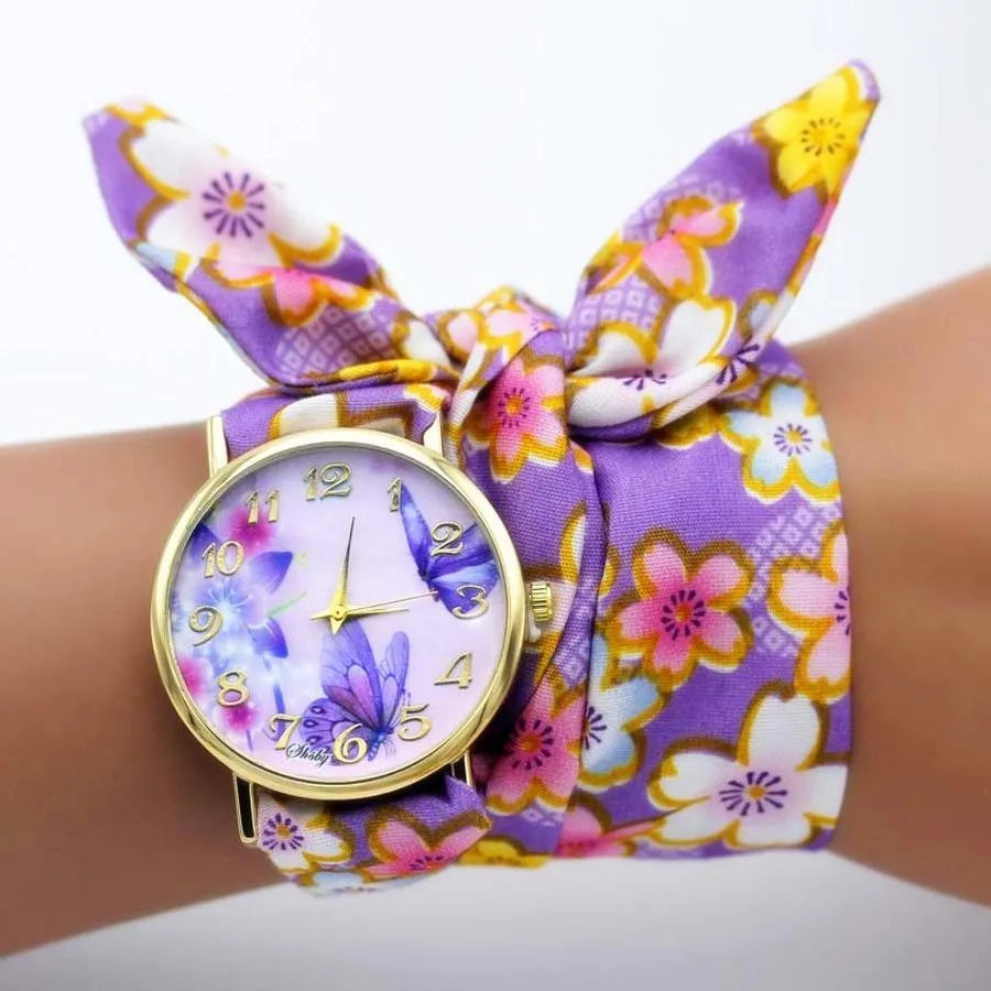 Women Unique New Design Floral Fabric Wrist Watches