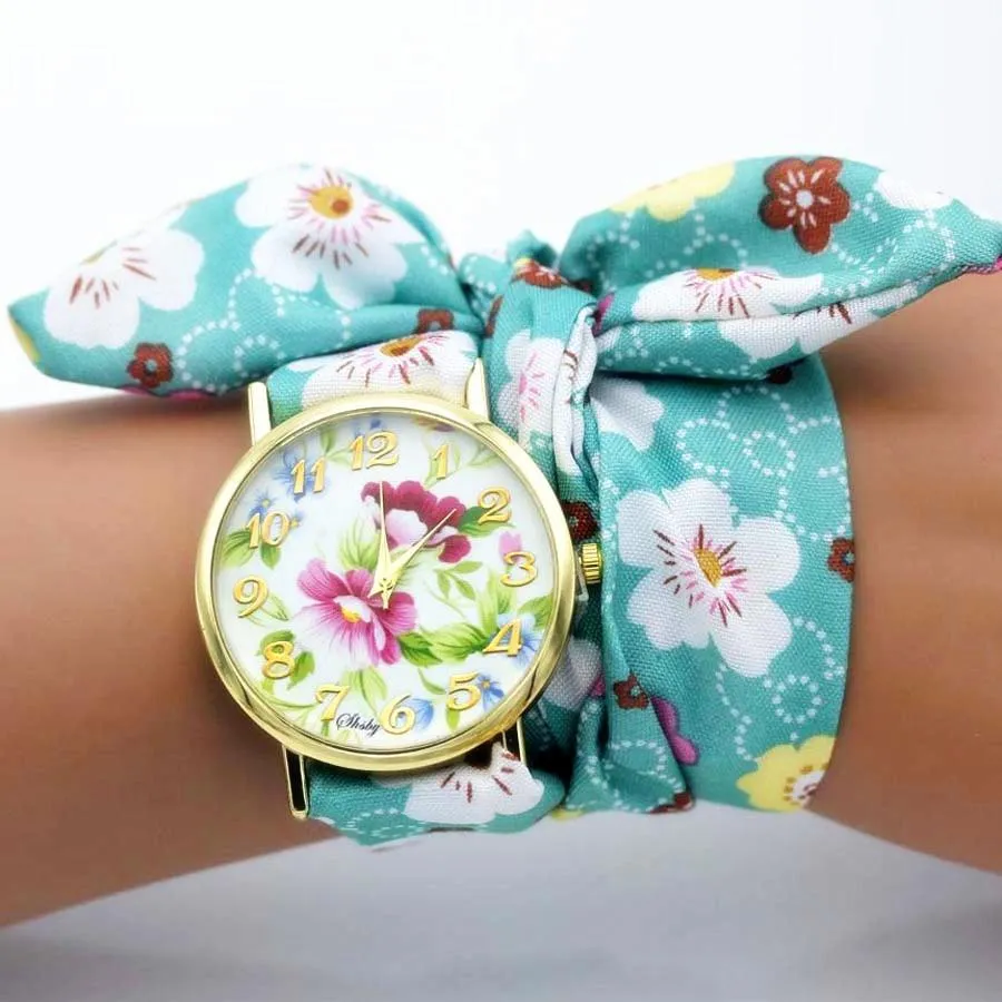 Women Unique New Design Floral Fabric Wrist Watches