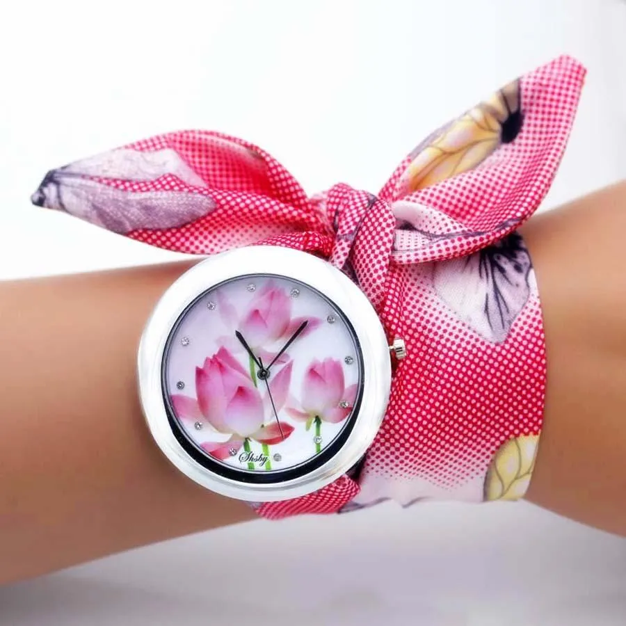 Women Unique New Design Floral Fabric Wrist Watches